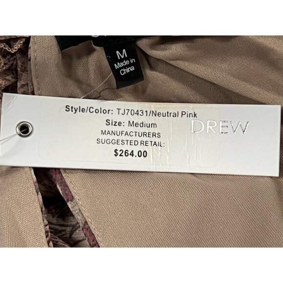 Drew Anthropologie Women Tier Dress Size Medium Pink Boho Keyhole Sleeveless New - Picture 9 of 11